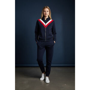 XL Tommy Hilfiger Womens Jacket Navy Blue Red White Track Zip Sweatshirt Cotton